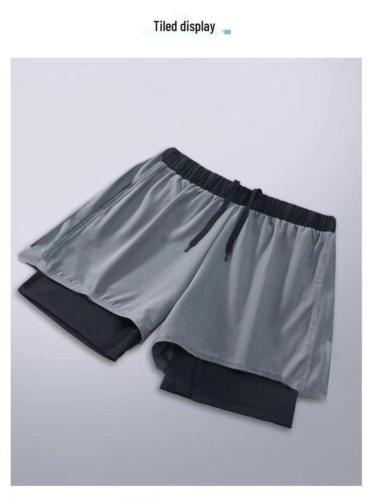 Men's Quick-Drying Double-Layer Printed Swim Trunks - Large, Loose Fit, Anti-Embarrassment, Professional Swimsuit