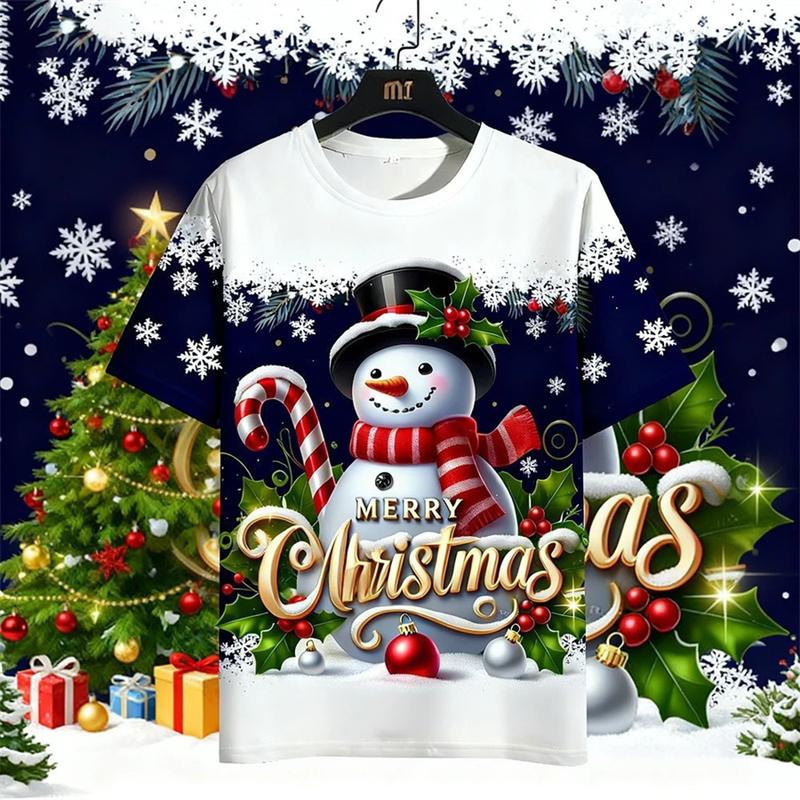 Marry Christmas Men T Shirt 3D Print Short Sleeve Fun Xmas Graphic Tee Shirt For Men Women Holiday Party 2026 New Holiday Gift