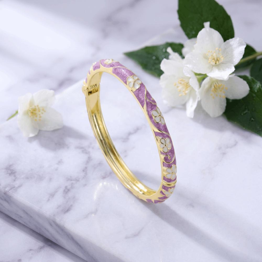 Cloisonne Enamel Enamel Dropped Glaze Bangle Flower Oil Drop Bracelet  Women's Gift