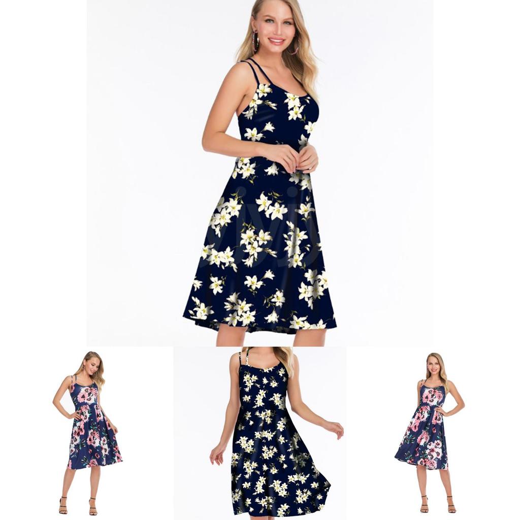 Elegant Women's Summer Sleeveless Floral Beach Dress Perfect For Holiday Occasions Size S-5xl