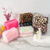 1pc Leopard Print Plush Makeup Bag Large-Capacity Cosmetic Bag Pen Case Unisex Travel Toiletry Organizer Bag