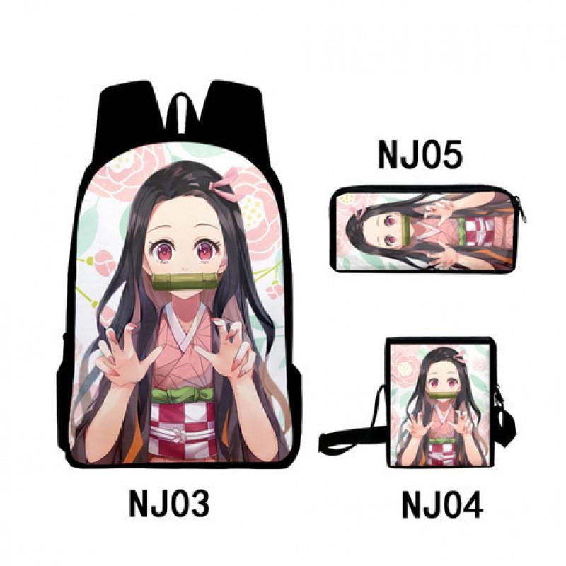 Demon Slayer Kimetsu No Yaiba Backpack Set With Breathable Polyester For School And Travel