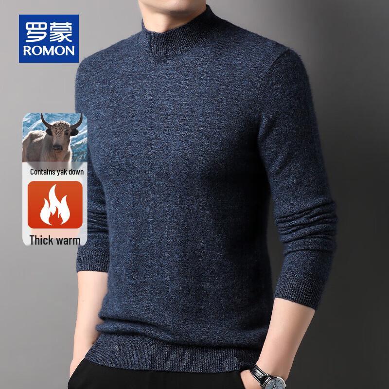 Romon Men s Luxury Yak Down Blend Wool Sweater L