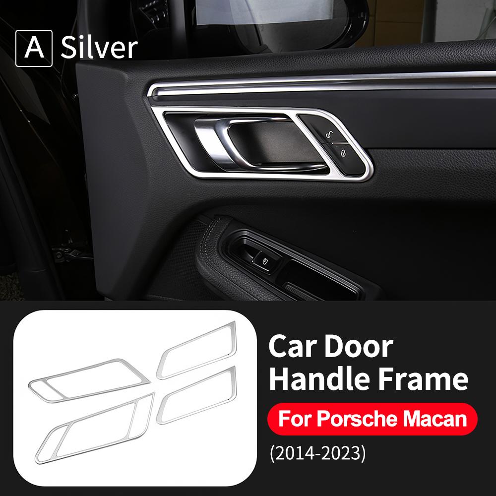 Chrome ABS Car Door Handle Frame Cover For Porsche Macan 2014-  Sticker Interior Trim RHD LHD Styling Auto Accessories