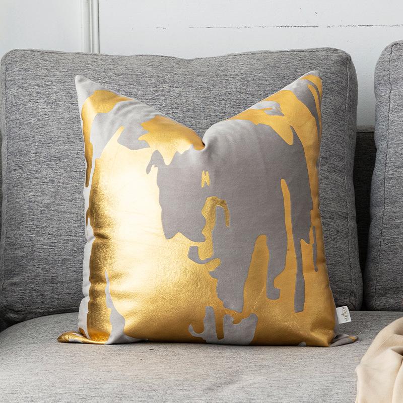 New Nordic Square Hot Stamping Pillow, Fashionable and Simple Hot Stamping Silver Home Living Room Bedroom Sofa Cushion Pillow