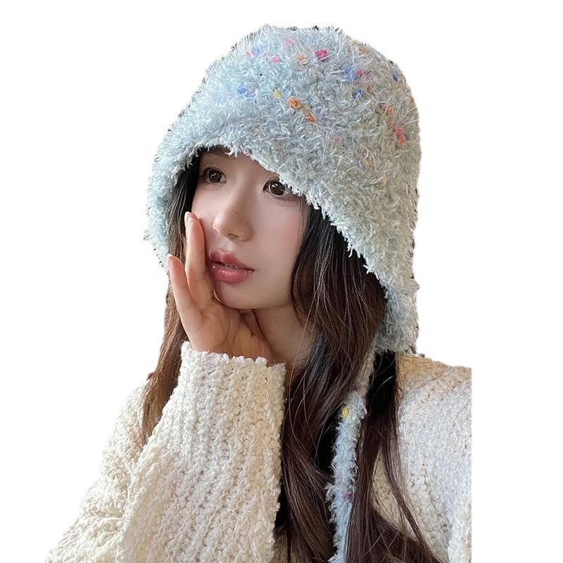 Lace Lace Bucket Hat Autumn and Winter Warm Knitted Pot Hat Versatile Face Small Sweet Wool Hat Women