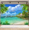 Tropischer Strand Hintergrund für Fotografie Sommer Hawaii Blaues Ozeanwasser Meeresufer Palme Kinder Feiertagsparty Foto Hintergrund Dekoration