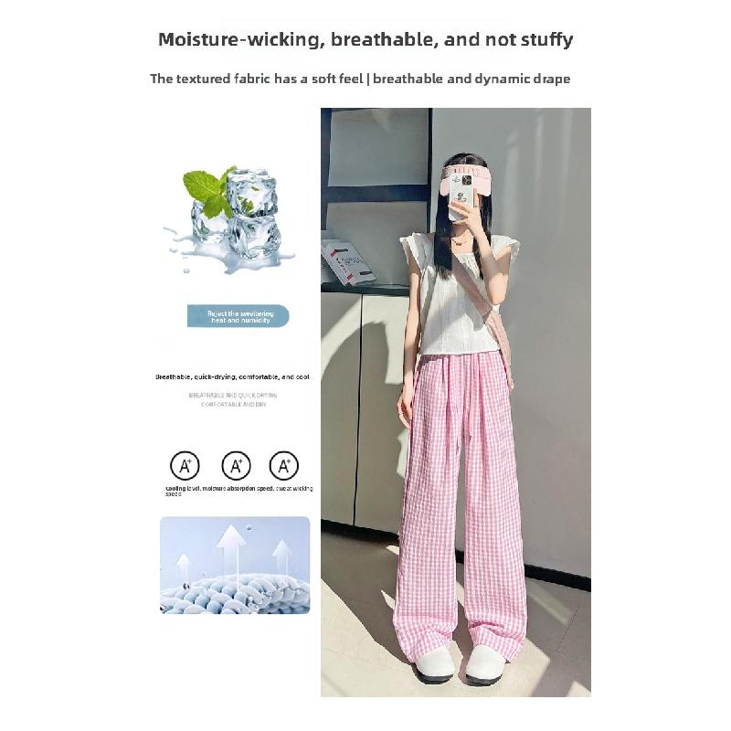 New Plaid Pants for Women Spring/Summer 2026 New High-Waisted Dopamine Casual Trousers