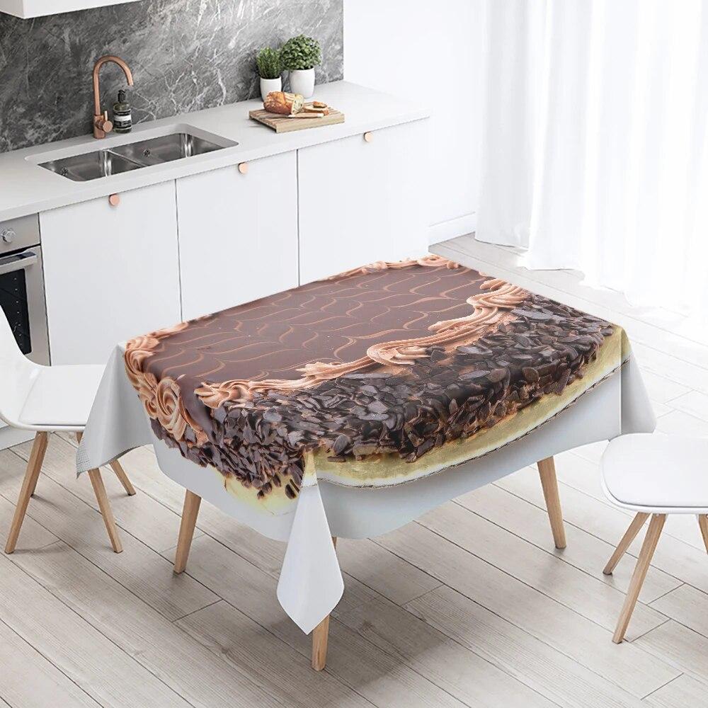 Fata de Masa Imprimata Tort Gourmet Decor pentru Ziua de nastere Masa Restaurant Bucatarie Rezistenta la Pete Impermeabil