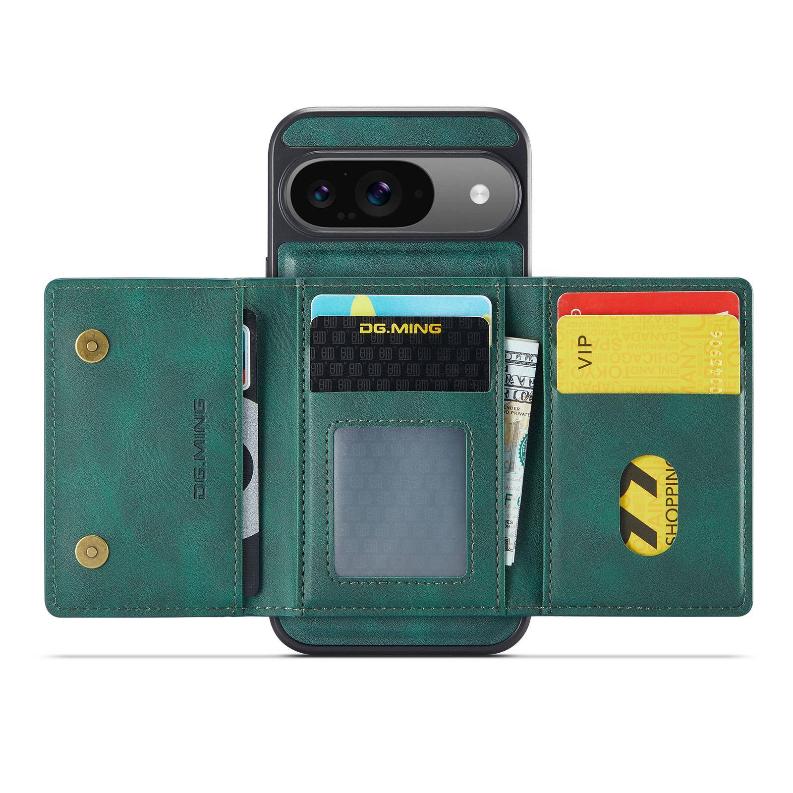 

DG.MING M5 Series For Google Pixel 9 Pro/Pixel 9 Case Detachable Magnetic Leather Phone Cover with Card Slots Green