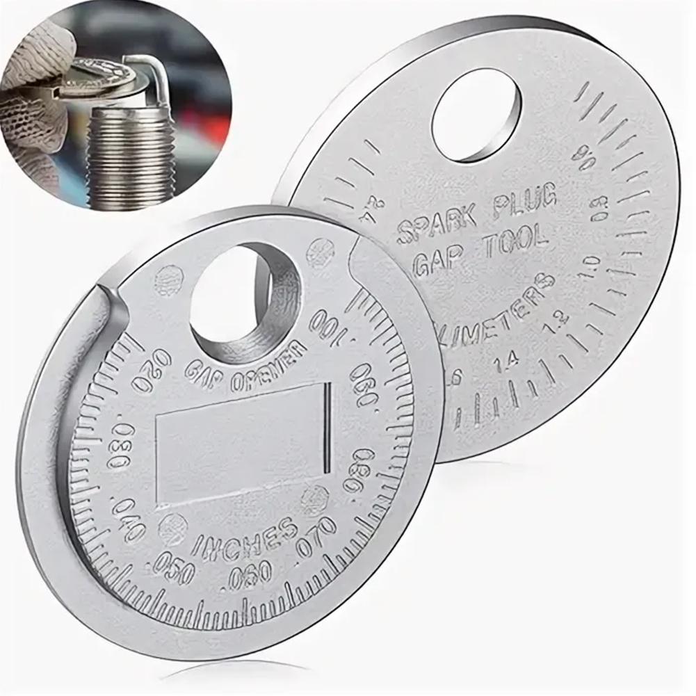 1pc Spark Plug Gap Gauge Measurement Tool 0.06-0.24cm/0.02-0.09in Range Coin-Type Spark Plug Gauge Gap Tool