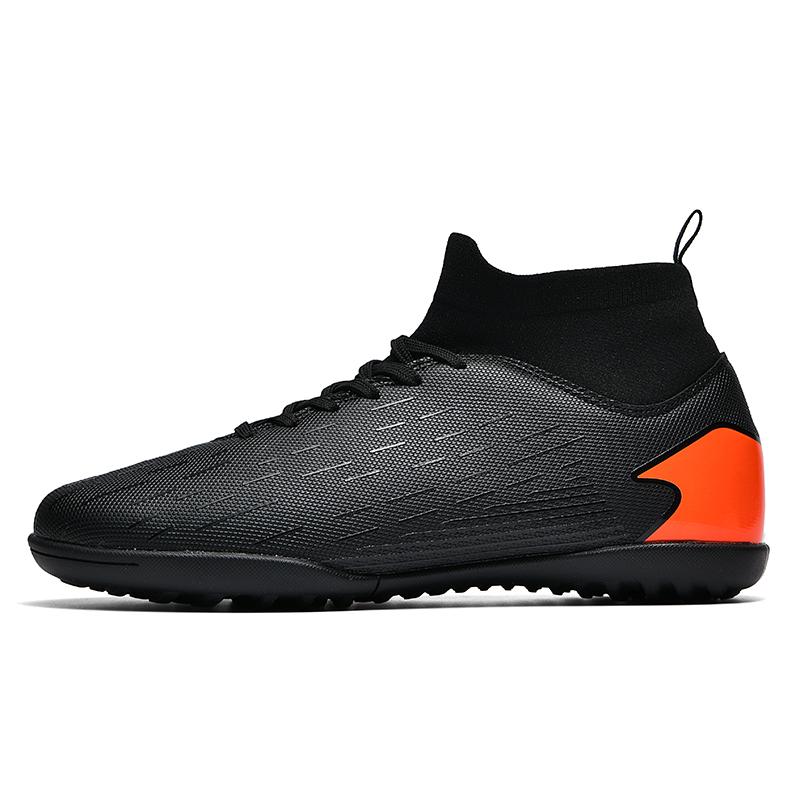 Men's Football Boots Rubber Soft Sole Short Nail Artificial Turf Leather Youth Kids Football Shoes