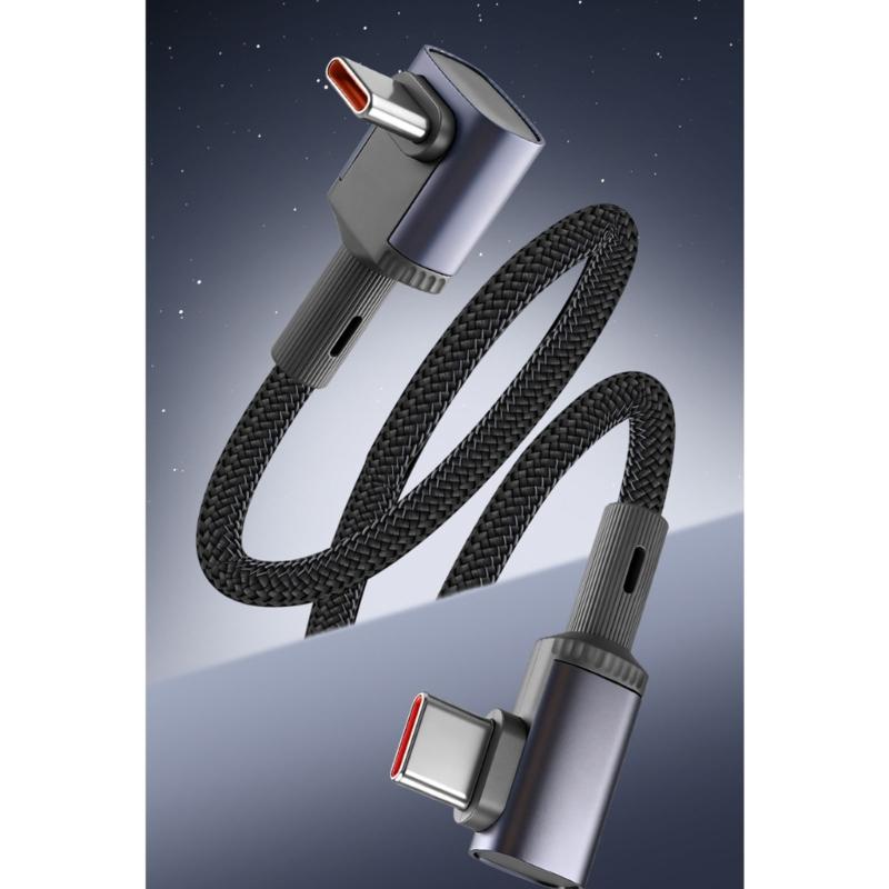PD240W Fast Charging Type C Cable With Braided Design And Angled Connector Design For Quick Power Delivery