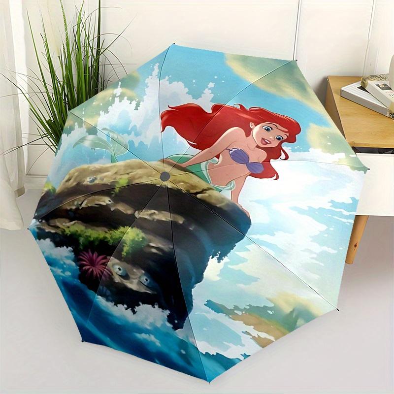 

Mermaid, Ocean Automatic Opening and Closing Umbrella - 8 Ribs Portable Folding Umbrella with Plastic Handle, Suitable for Leisure and Hallo
