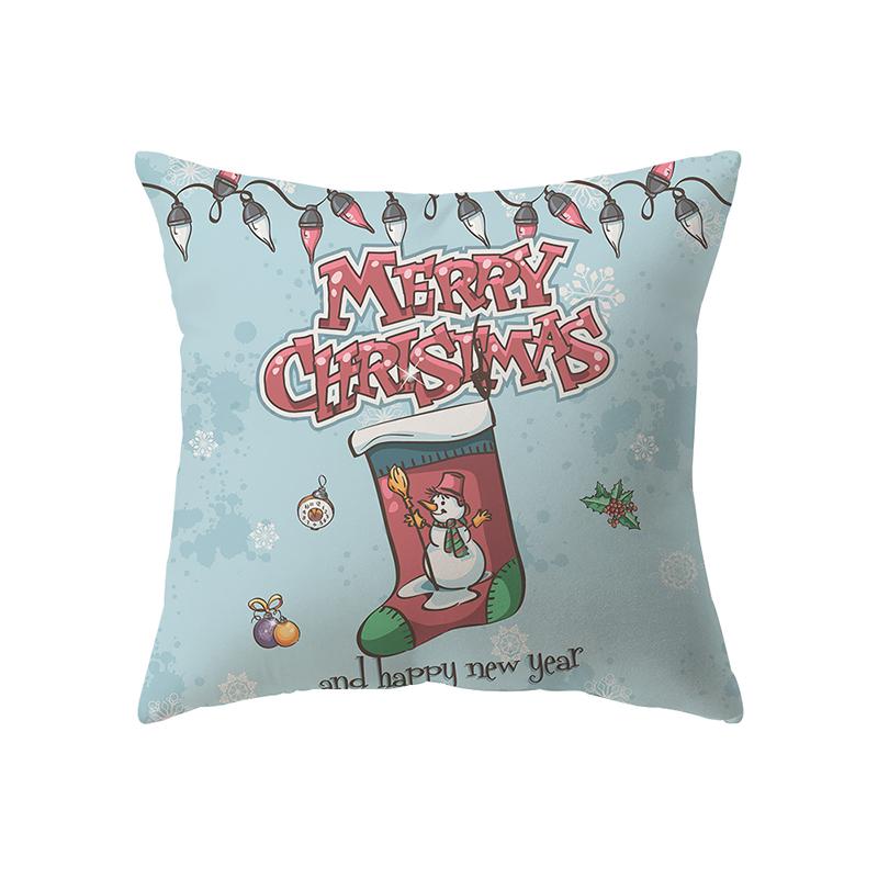 Cute Santa Claus Christmas Theme Printed Pattern Cushion Cover Home Living Room Sofa Decoration Square Pillow Pillow Cover