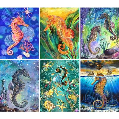 5D DIY Diamond Painting Seahorse Rhinestone Animal Picture Full Diamond Embroidery Cross Stitch Kit Gift Mosaic Home Decoration