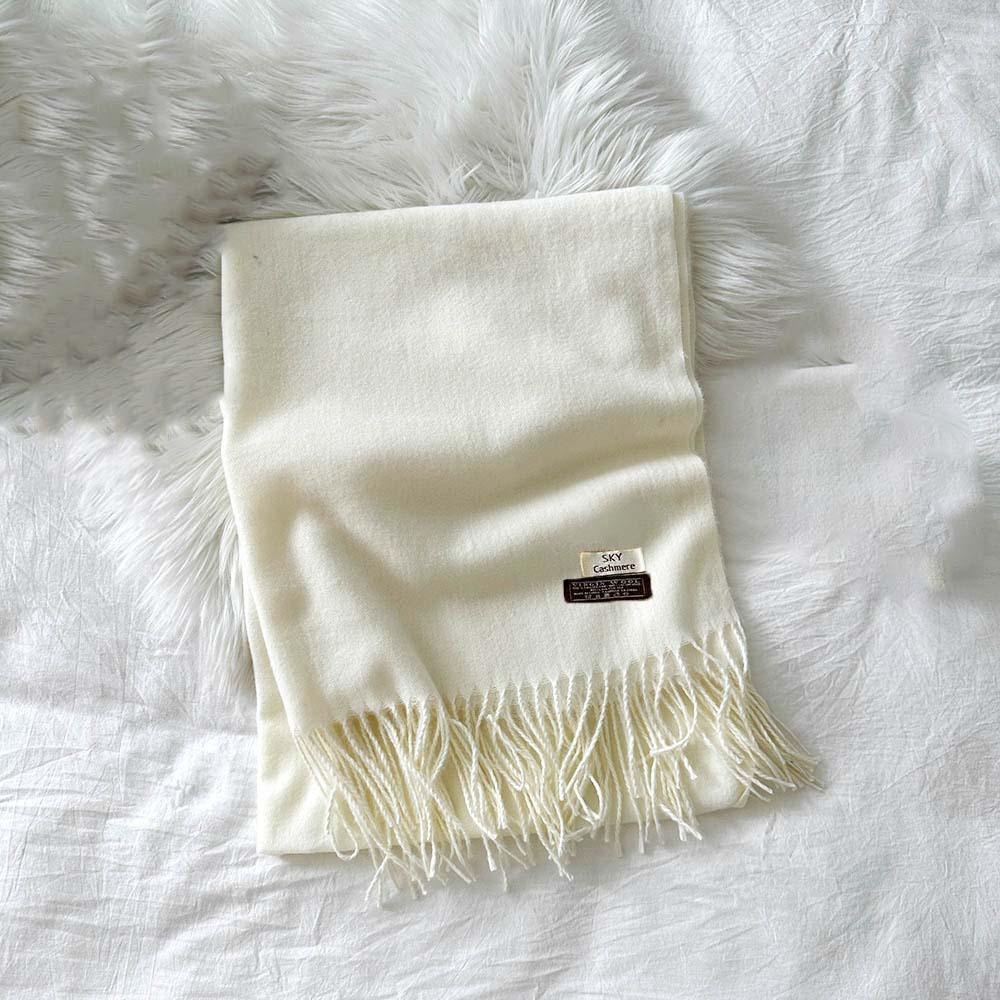 Polyester Classic Wool Scarf Soft Long Neckscarf with Tassel Large Solid Color Shawl  Men
