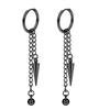 Korean Punk Black Titanium Steel Tassel Chain Cross Ear Clip Earrings