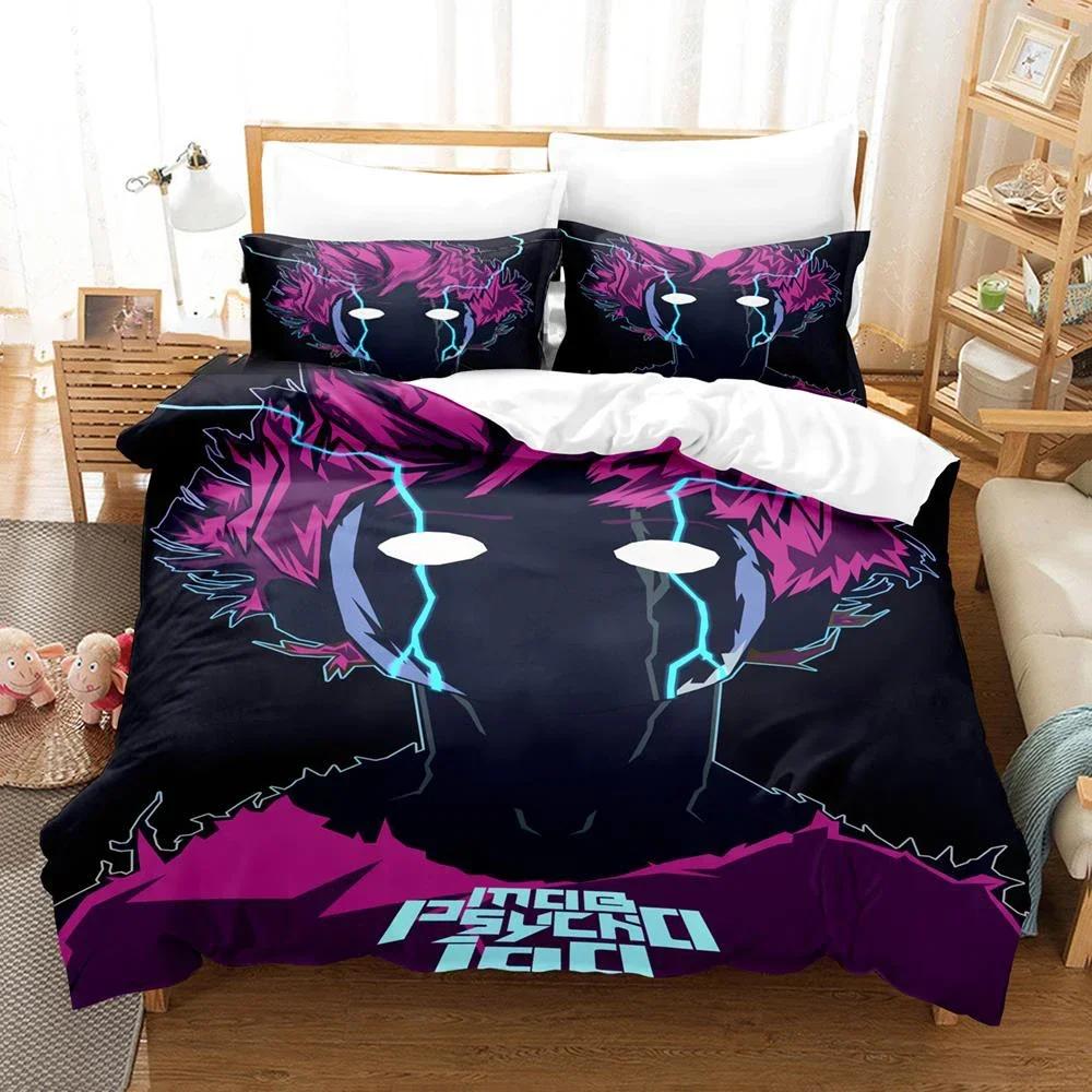 3D Print Mob Psycho 100 Anime Kageyama Shigeo Comfortable Duvet Quilt Cover Pillowcase Bedding Set Children Bedroom Home Textile