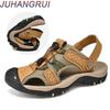 Men Summer Sandals Leather Outdoor Beach Shoes Casual Shoes Fashion Big Size Slippers  Anti-slip Rubber Sole Leisure Sandals