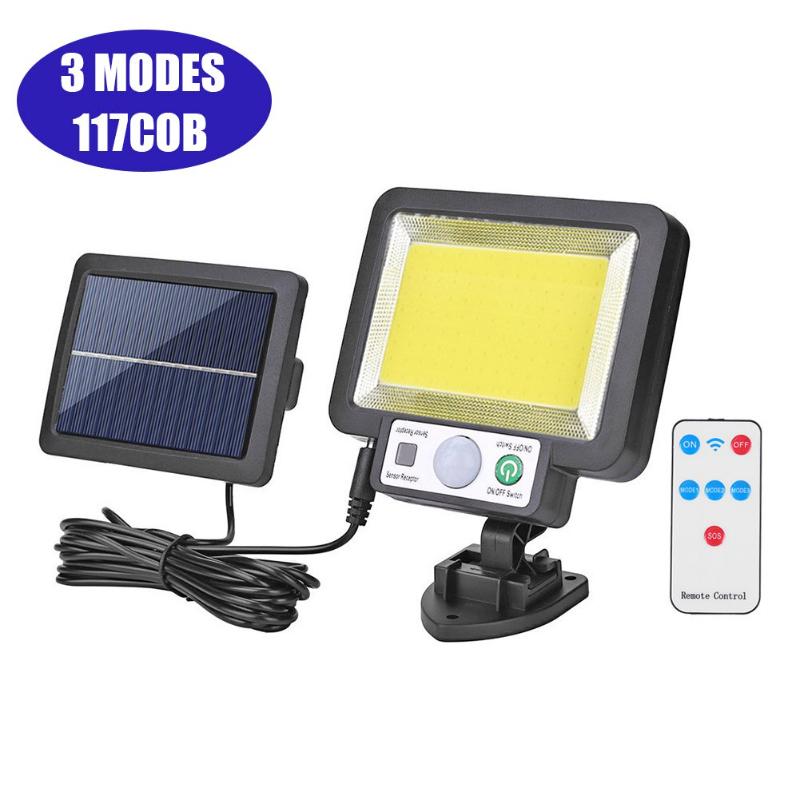 56LED/72/108/117COB Solar Split Wall Lamp 3-mode Outdoor Waterproof Motion Sensor Garden Emergency Street Lamp Remote Control Wall Lamp