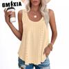 Bluse e Camicie Casual da Donna a Maniche Corte con Scollo a U e Stampa a Colore Unico