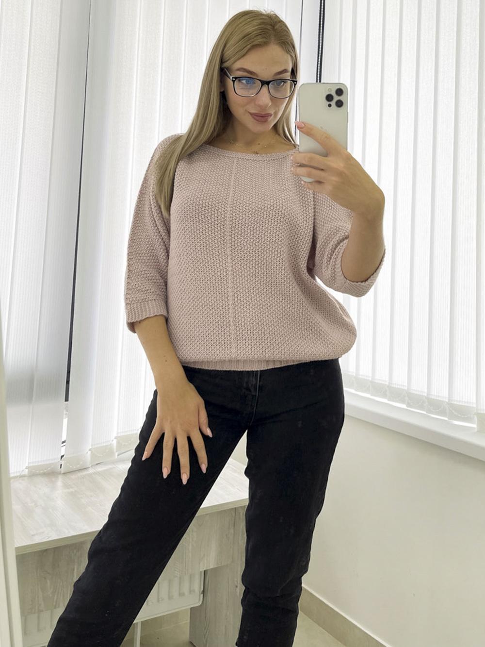 

Светр 3/4 рукав Inedit 1462 M рожевий