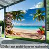 2D Tropical Beach Photo Backdrop Palm Trees Blue Ocean Scenery Background for Home Wall Art Party Photo Booth Decor