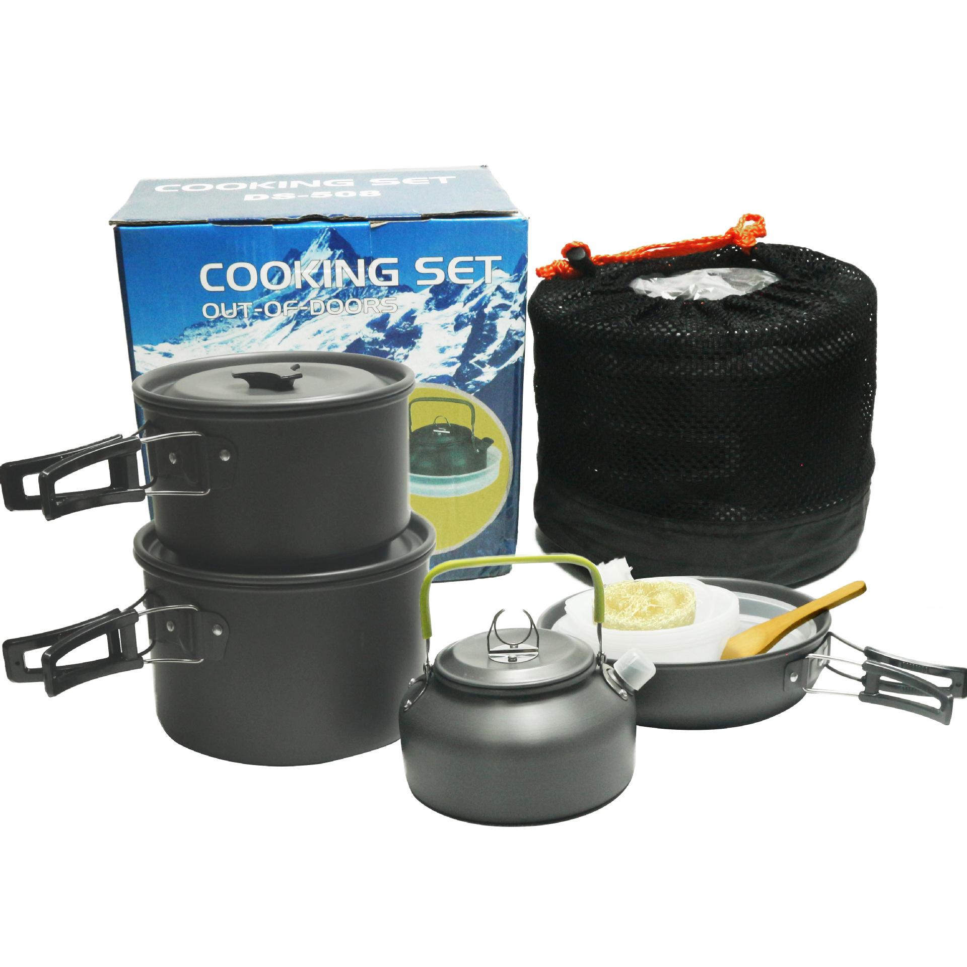 Outdoor Camping Set Pot 4-5 People Plus Teapot Combination Ds-508 Set Pot, Portable Picnic Pot Teapot Set