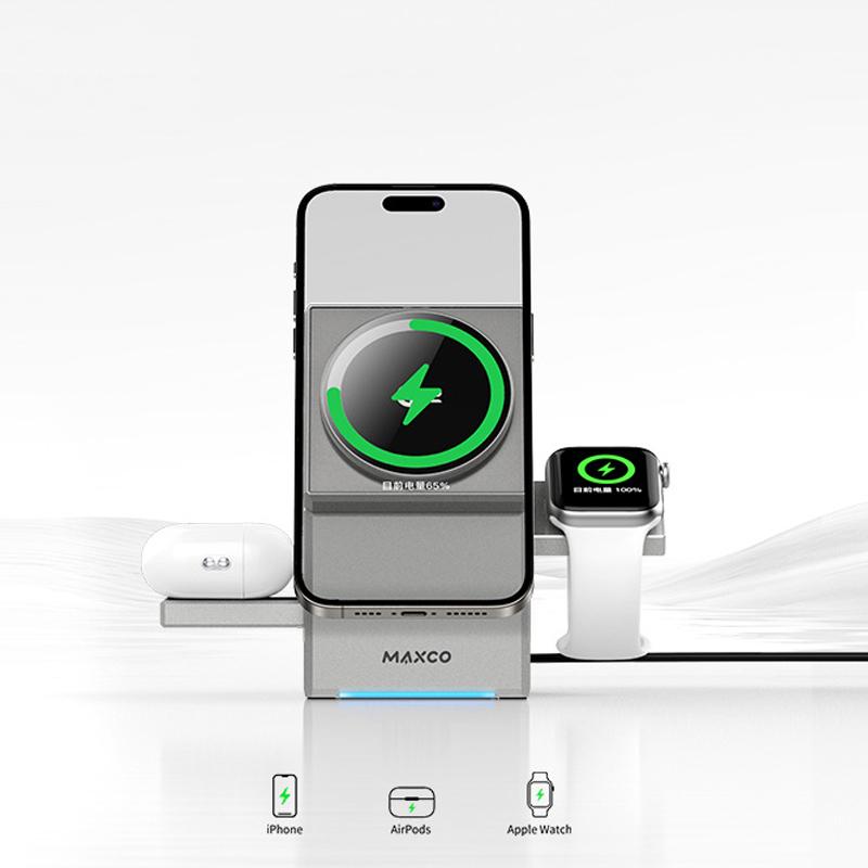 QI2 3 in 1 Wireless Charger Stand Magnetic Qi2 15W Fast Charging for iPhone 12 13 14 15 16  Watch 9 8 7 6 5 Airpods 2 3 Pro