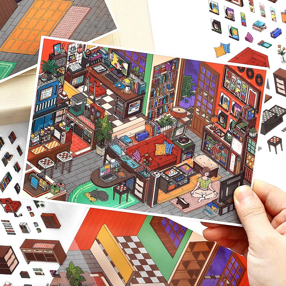 My Little Nest 15.0 Series Kawaii 3D Cartoon Miniature Scene Stickers DIY Hand Pasting Stacking Fun Scrapbook Stickers