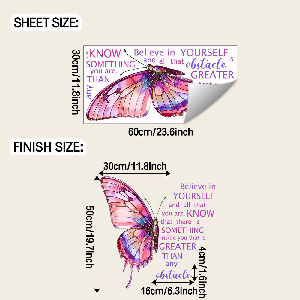 Crystal Butterflies and Motivational Quotes Wall Decoration Stickers for Home Background Beautification