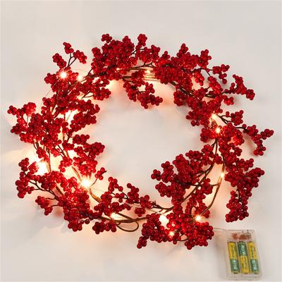 Berry String Christmas Garland Lighted Berry Indoor Artificial Garland Fall Christmas  Decor Light Garland For Holiday Fireplace Mantel Table