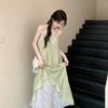 French Nian Summer Splicing New Seaside Suspender Holiday Temperament Irregular Dress Skirt