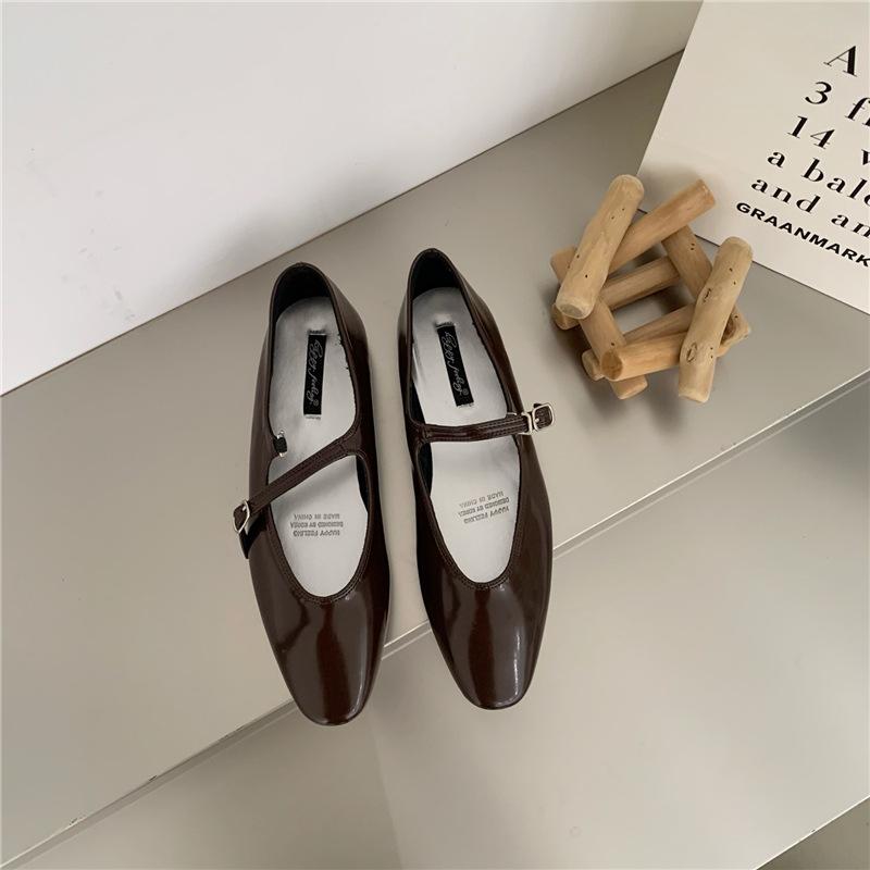 Fashion 2025 Spring Autumn Flat Mary Janes Shoes Woman Candy Color Soft Leather Ballet Flats Ankle Strap Comfy Mocaasins for Woman