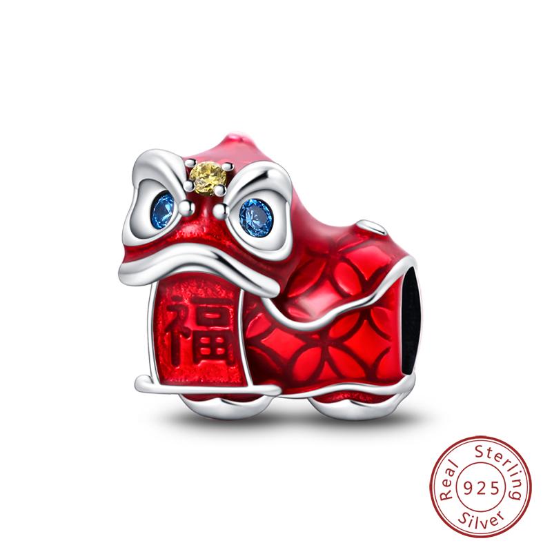 New Copper New Year Series Lucky Cat God Of Wealth Lion Dance Pendants Charms Beads Fit Diy Bracelets Jewelry Gift