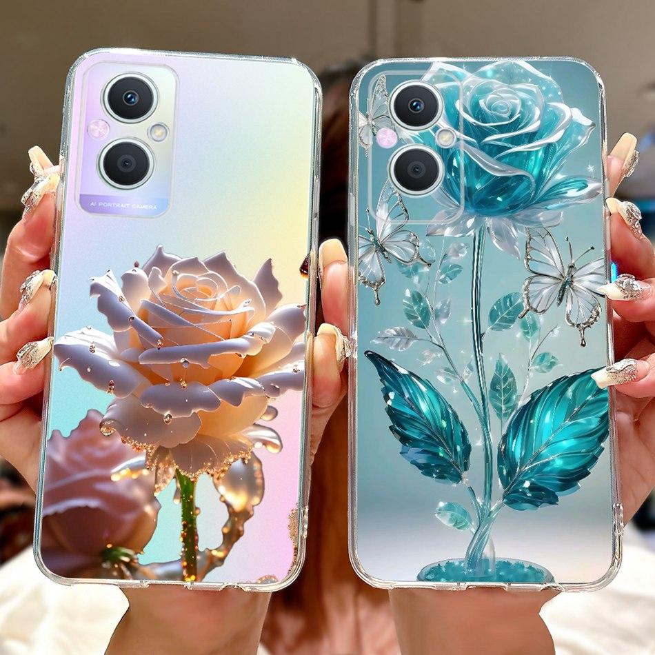 For OPPO Reno7 Z 5G / Reno8 Z 5G Elegant Floral Butterfly Phone Case For Oppo Reno 7Z 8Z 5G Soft Silicone TPU Cases