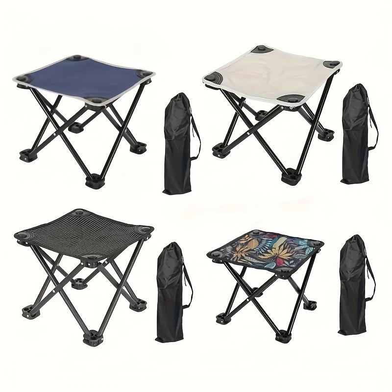 1Pc Outdoor Camping Folding Stool, Portable Folding Chair With Storage Bag And Side Pocket, Metal Frame, Quick Setup, Lightweight Design, Suitable