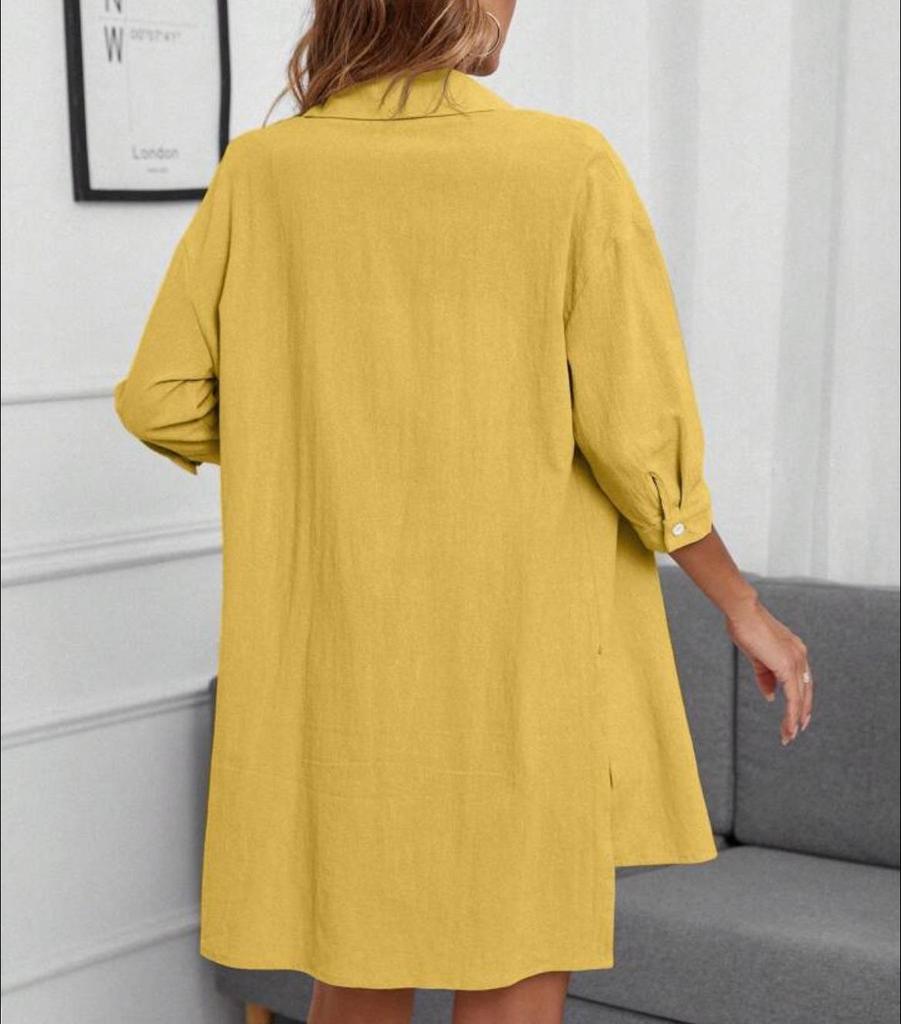 2023 Spring Women's Casual Patchwork Cotton Linen Two-Piece Set with Seven-Sleeves