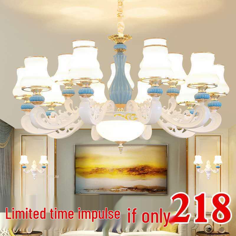 Modern European Ceramic Chandelier for Living Room, Restaurant, or Bedroom in Villa