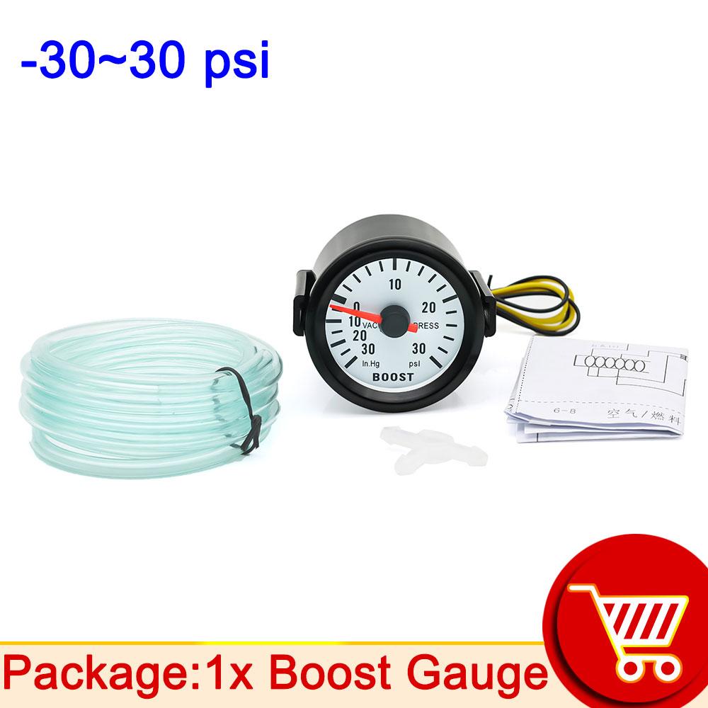 AD 52mm Car Turbo Boost Gauge Turbin -30~30 PSI -1~2 Bar Blue Backlight Pointer Clock Vacuums Round Instrument Meter DIGIT GAUG