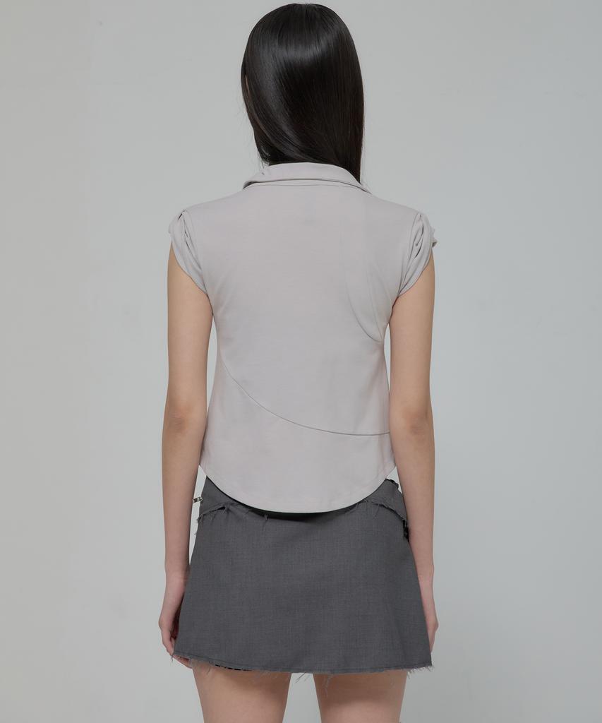 Peulleeoeob Paneled Half Shirts (Fl-123_Gray)