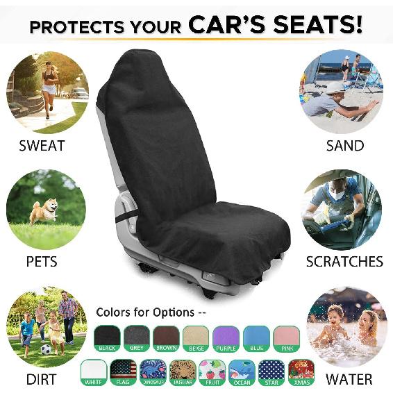 Waterproof Sweating Car Seat Cover For Post Gym Workout, Running, Swimming, Beach And Hiking, Universal Fit Non-Slip Bucket Seat Protector For Cars