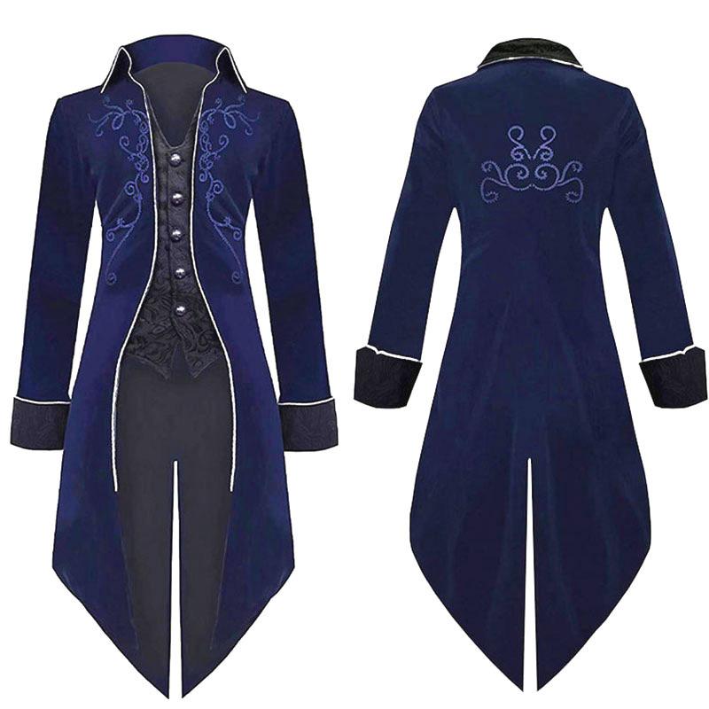 Punk Herren Mantel Lange Jacke Schwarz Gothic Steampunk Kapuzengraben Halloween Umhang