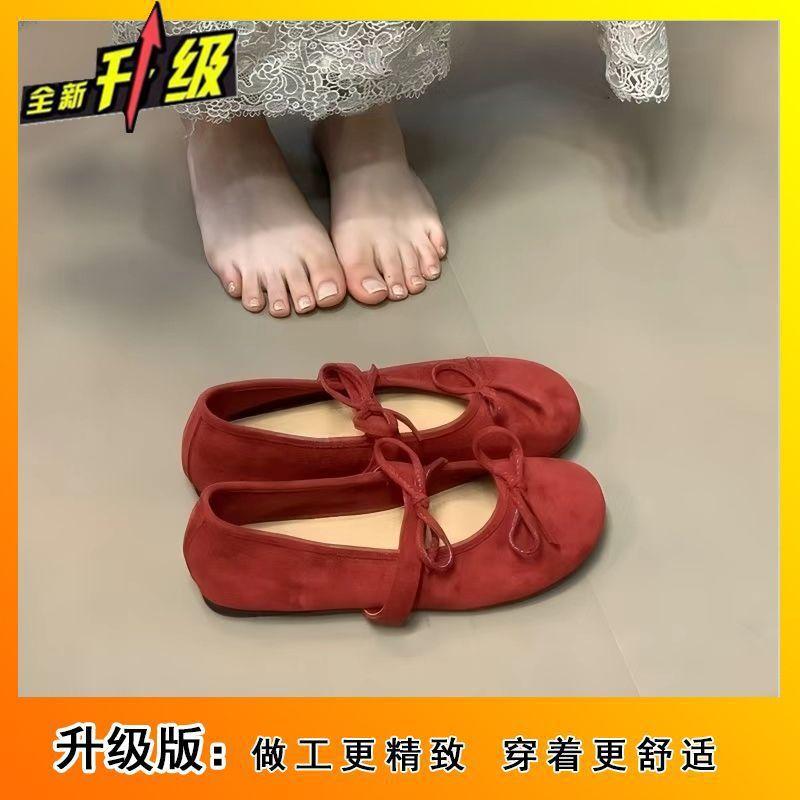 Abendwind Ballerinas Französische Schleife Mary Jane Schuhe 2025 Frühling und Sommer neue Damenschuhe mit Röcken weiche Sohlen Einzelne Schuhe Damen