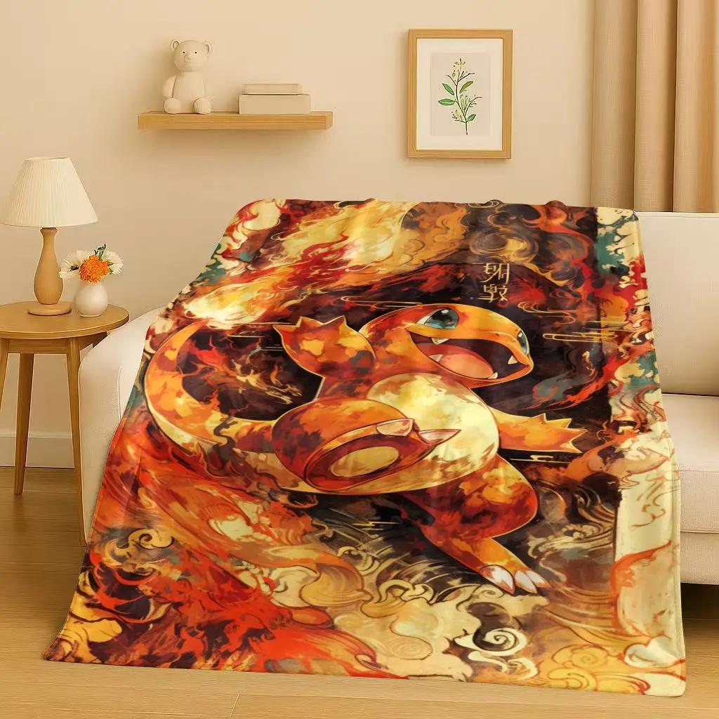3D Charizard Pokemon Cartoon Christmas Gift Flannel Blanket,Ultra Soft Plush Throw for Home Bedroom Bed Sofa Cover Kids