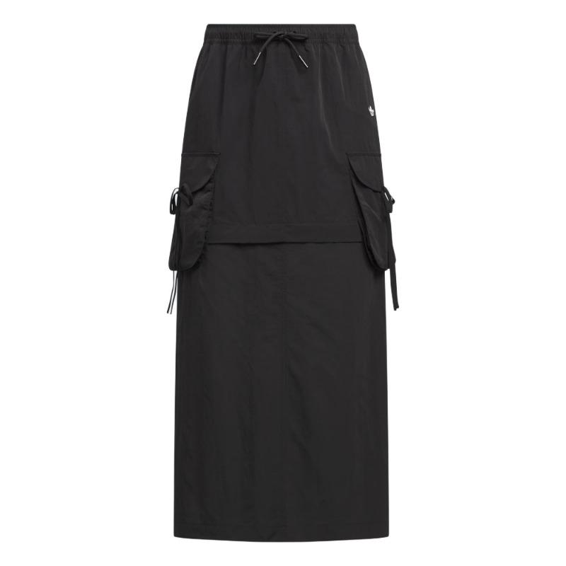 Adidas Originals Series Loose Multi-Pocket Lace-Up Cargo Work Skirt Women Black KB8962
