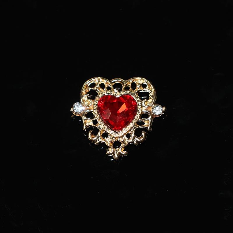 10Pcs Fashion Vintage Hollow Lace Crystal Peach Heart Love Accessories Baroque Alloy Accessories DIY Handmade Materials