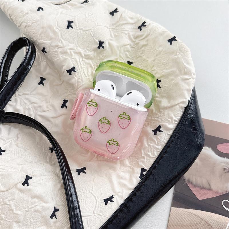 Korean ins contrasting color full screen strawberry for AirPods 1 /pro1 earphone protective case cover two or three generations of new women