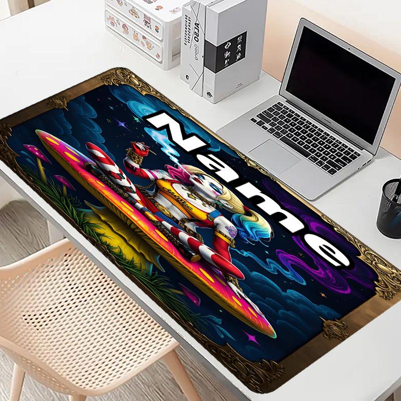 Custom Name Personalized Superhero Pattern Mousepad, Laptop PC Desk Mat, Decorative Desk Mat for Home Keyboard Pad Gift